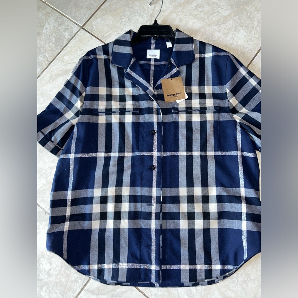 Burberry blue checked shirt